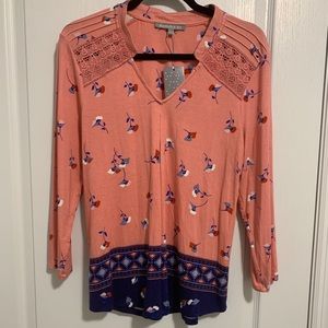 NWT Daniel Rainn Floral Blouse Size Medium